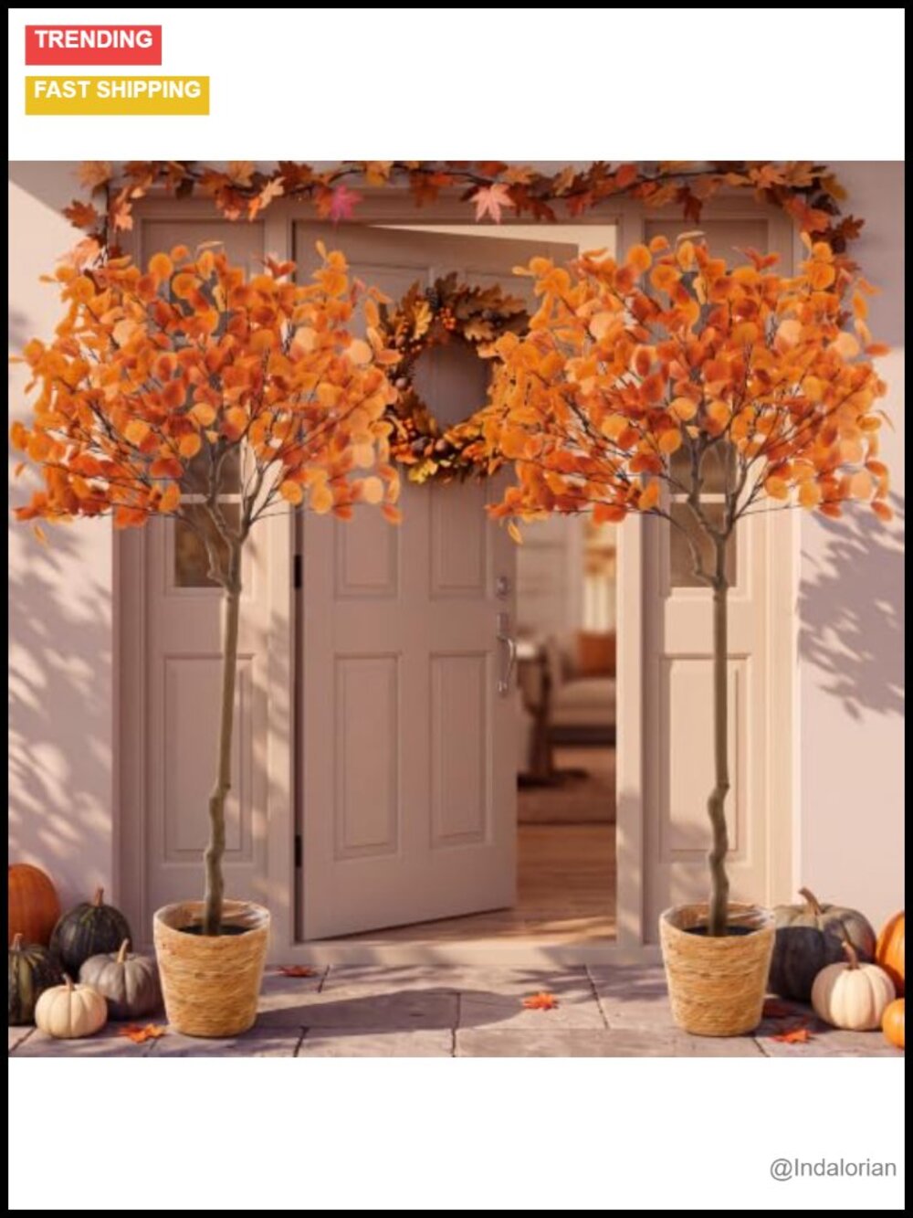 2 Pack 4 ft Artificial Eucalyptus Trees with Woven Baskets Faux Foliage Decor
